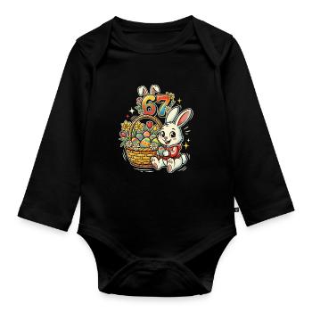 Easter Bunny with Colorful Easter Egg 67 - Organic Longsleeve Baby Bodysuit - black - Front