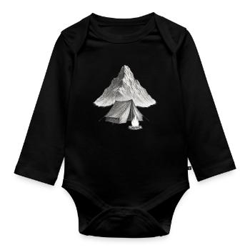 Bergzelt am Feuer - Baby Bio-Langarm-Body - Schwarz - Vorne