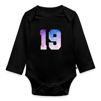 Issue 19 – 19th Anniversary Gift - Organic Longsleeve Baby Bodysuit - black - Front