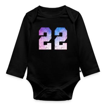 numéro 22 – Cadeau anniversaire 22 ans - Body Bébé bio manches longues - noir - Devant