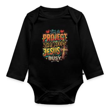 Project that occupies Jesus - Organic Longsleeve Baby Bodysuit - black - Front