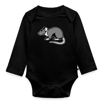 Cool Rat Sunglasses Side Funny Rodent - Organic Longsleeve Baby Bodysuit - black - Front