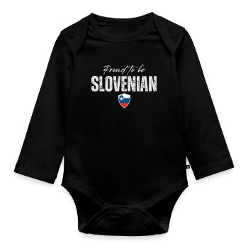 Proud Slovenian, hergestellt in Slowenien - Baby Bio-Langarm-Body - Schwarz - Vorne