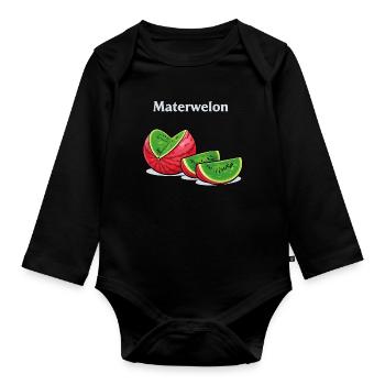 Conception drôle de mème de Materwelon avec humour absurde - Body Bébé bio manches longues - noir - Devant