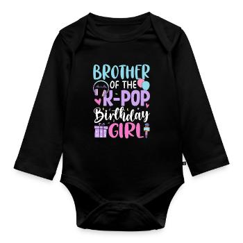 Frère de la fille d’anniversaire de K Pop - Body Bébé bio manches longues - noir - Devant