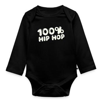 100,-_hip_hop- - Body Bébé bio manches longues - noir - Devant