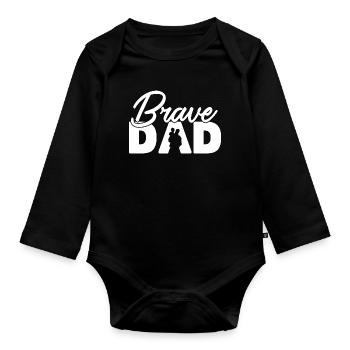 Mutiger Vater-Vater-und-Kind-Silhouetten-Design - Baby Bio-Langarm-Body - Schwarz - Vorne