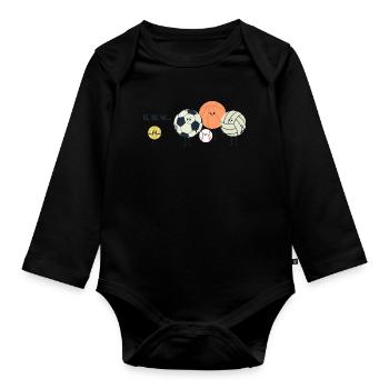 Blague sportive - Match sportif drôle de design sportif - Body Bébé bio manches longues - noir - Devant