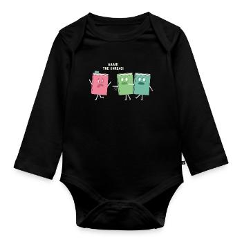 Reader Bookaholic Love Books Lesezeichen – Lustiges Buch - Baby Bio-Langarm-Body - Schwarz - Vorne