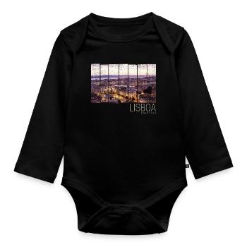 Lissabon Portugal Sonnenuntergang Skyline Souvenir - Baby Bio-Langarm-Body - Schwarz - Vorne