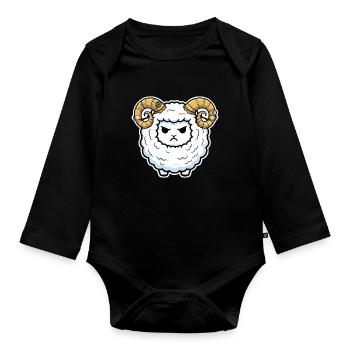 Steampunk Ram Sheep Mechanical Horns - Organic Longsleeve Baby Bodysuit - black - Front