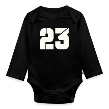 23 - Organic Longsleeve Baby Bodysuit - black - Front