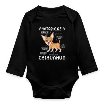 T-shirt Chihuahua Anatomie – T-shirt Dog Lover - Body Bébé bio manches longues - noir - Devant
