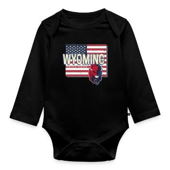 Wyoming United States Retro Map USA - Organic Longsleeve Baby Bodysuit - black - Front