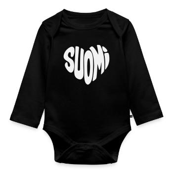 Finlande, faute de frappe de Suomi Heart - Body Bébé bio manches longues - noir - Devant