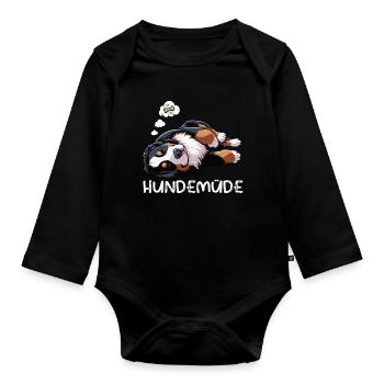 Dog-tired Bernese Mountain Dog Mountain Dog Bernese Mountain Dogs - Organic Longsleeve Baby Bodysuit - black - Front