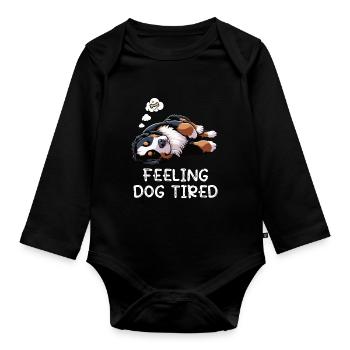 Feeling Dog Tired Bernese Mountain Dog Mountain Dogs - Organic Longsleeve Baby Bodysuit - black - Front