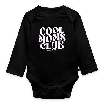 Club des mamans cool - Cadeau de maman pour la fête des mères - Body Bébé bio manches longues - noir - Devant