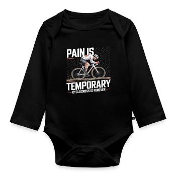 Pain is Temporary – Cyclocross Bike - Organic Longsleeve Baby Bodysuit - black - Front
