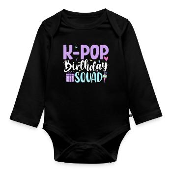 Équipe d’anniversaire K Pop - Body Bébé bio manches longues - noir - Devant