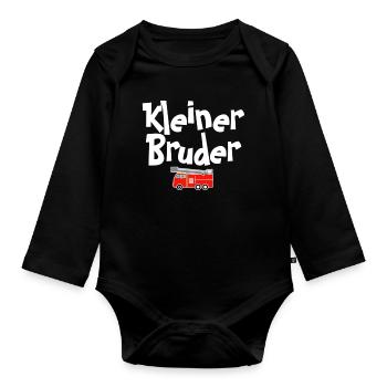 Kleiner Bruder Feuerwehrheld - Baby Bio-Langarm-Body - Schwarz - Vorne