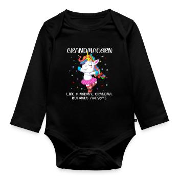Chemise Grandmacorn Grandmacorn Grand-mère Licorne - Body Bébé bio manches longues - noir - Devant