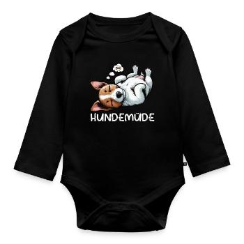 Hundemüde Jack Russel terrier Jack russel besitzer - Baby Bio-Langarm-Body - Schwarz - Vorne