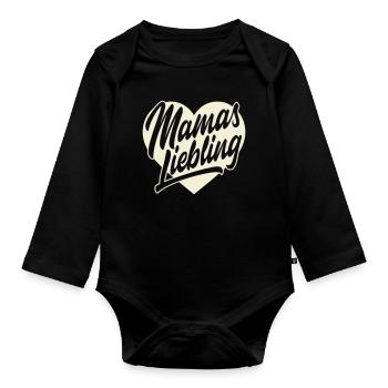 Mamas Liebling Herz Schrift - Baby Bio-Langarm-Body - Schwarz - Vorne