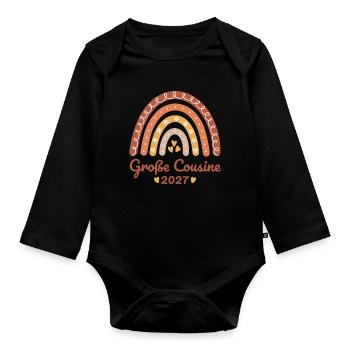 Große Cousine 2027 Boho Regenbogen - Baby Bio-Langarm-Body - Schwarz - Vorne