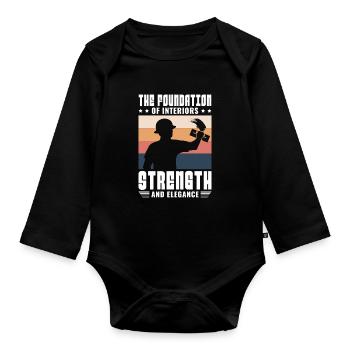 Drywall Drywall Builder Drywall Fitter - Organic Longsleeve Baby Bodysuit - black - Front