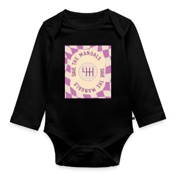 Save The Manuals Design for Petrolheads - Purple - Organic Longsleeve Baby Bodysuit - black - Front