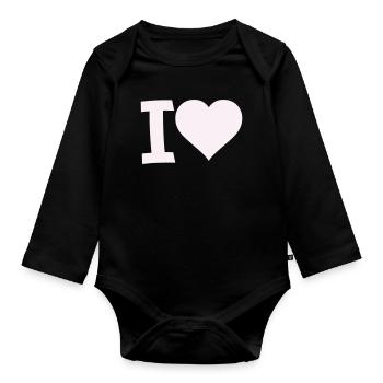 I Liebe Herz Motiv - Baby Bio-Langarm-Body - Schwarz - Vorne