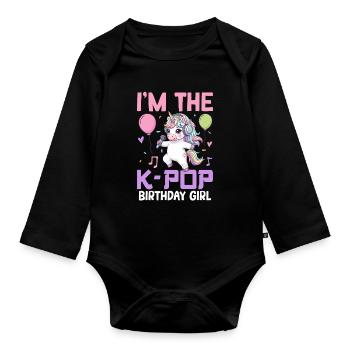 Je suis la fille d’anniversaire de K Pop - Body Bébé bio manches longues - noir - Devant