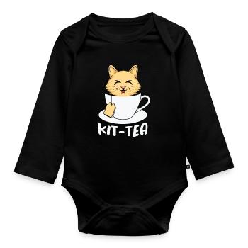 Kit Tea Time - Organic Longsleeve Baby Bodysuit - black - Front