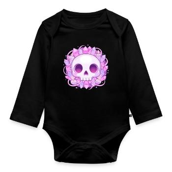 Crâne de cristal avec des cristaux - Body Bébé bio manches longues - noir - Devant