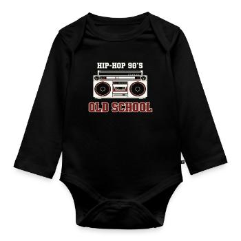 Vinyle DJ Hip-Hop des années 90 Old School - Body Bébé bio manches longues - noir - Devant