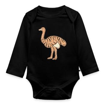 austria range cartoon stripes tabby - Organic Longsleeve Baby Bodysuit - black - Front
