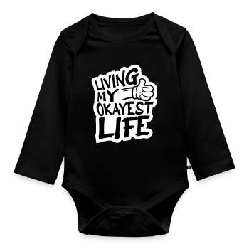 Vivre ma vie la plus correcte Drôle de dicton, médiocre - Body Bébé bio manches longues - noir - Devant