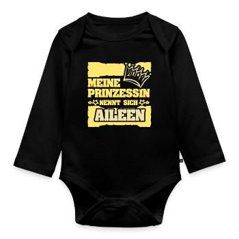 Spruch Aileen - Baby Bio-Langarm-Body - Schwarz - Vorne
