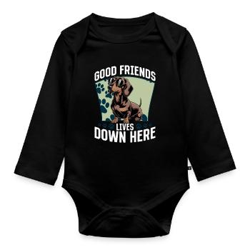 Teckel de race de chien drôle - Body Bébé bio manches longues - noir - Devant