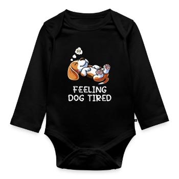 Feeling Dog Tired Beagle Beaglebesitzer Beaglehund - Baby Bio-Langarm-Body - Schwarz - Vorne