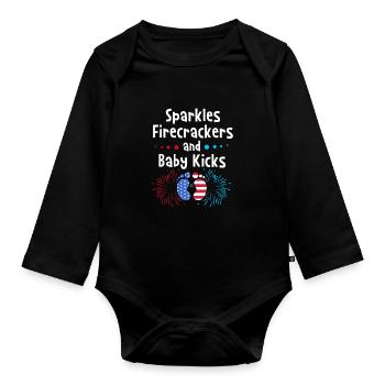 Baby shower juillet - Body Bébé bio manches longues - noir - Devant