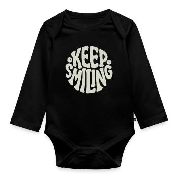 Keep Smiling Bold Typography Positive Quote - Baby Bio-Langarm-Body - Schwarz - Vorne