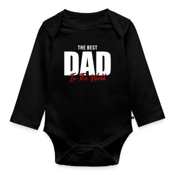 Feiert den besten Vater der Welt! Perfektes Geschenk - Baby Bio-Langarm-Body - Schwarz - Vorne