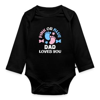 Pink Oder Blau Papa Liebt Dich Gender Reveal - Baby Bio-Langarm-Body - Schwarz - Vorne