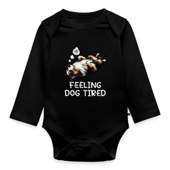 Se sentir fatigué par le chien Berger australien Aussiehalter - Body Bébé bio manches longues - noir - Devant
