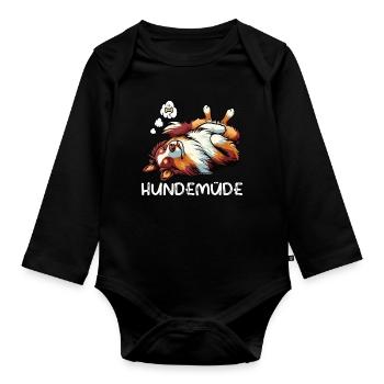 Hundemüde Australian Shepherd Aussie Aussiehalter - Baby Bio-Langarm-Body - Schwarz - Vorne