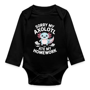 Axolotl a mangé mes devoirs - Body Bébé bio manches longues - noir - Devant
