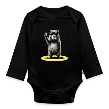 Paix de Capybara - Body Bébé bio manches longues - noir - Devant