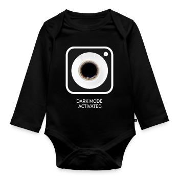 Dark Mode Activated Coffee Saying Design - Organic Longsleeve Baby Bodysuit - black - Front